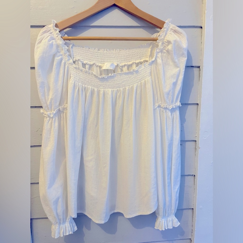 7 For All Mankind Peasant Top EUC White  xs